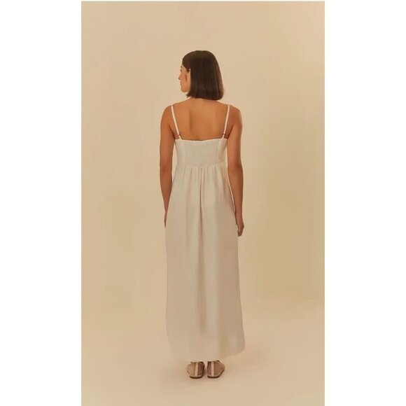 NWOT Farm Rio Linen Blend White Sleeveless Maxi Dress Size S - Picture 3 of 15